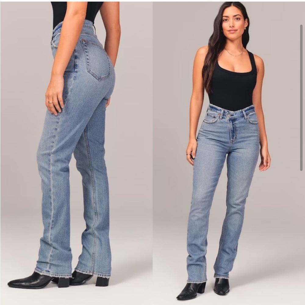 WORN ONCE Abercrombie 90s slim straight ultra high rise jeans curve love long
